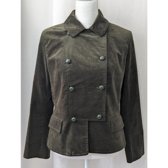 NWOT! TALBOTS PETITES! SAGE GREEN VELVET DOUBLE BREASTED, PEPLUM JACKET! SZ 12P - Picture 3 of 8